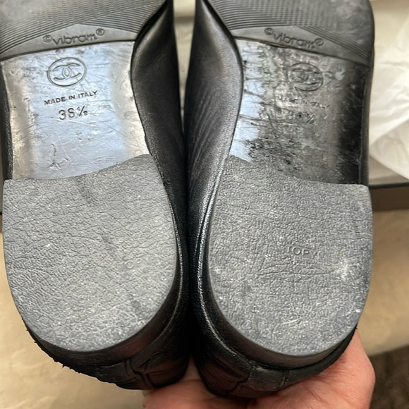 Authentic pre loved Chanel Leather Ballet Flats 36.5 Patent Cap Toe - Picture 14 of 16